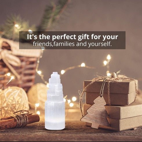 Selenite Tower Lamp Without Cord 15 cm | HIMALAYAN GLOW